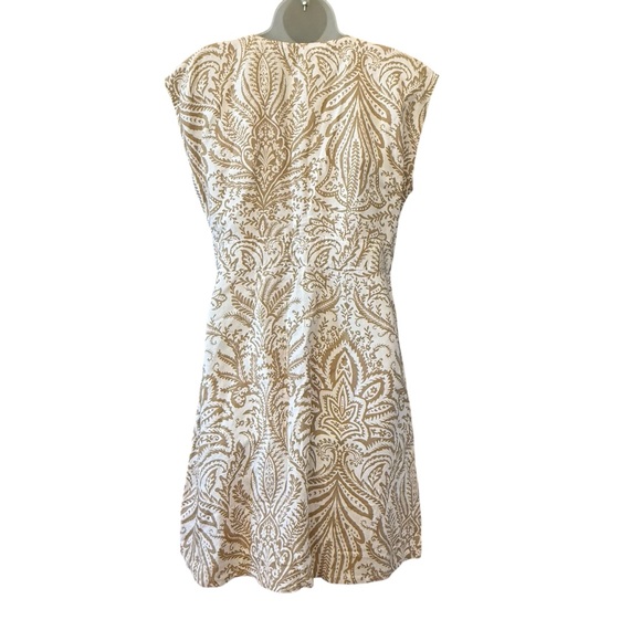 LOFT Linen Blend Botanical Button Front Midi Dress Cottagecore Coastal 4 ❤️ - Picture 5 of 8